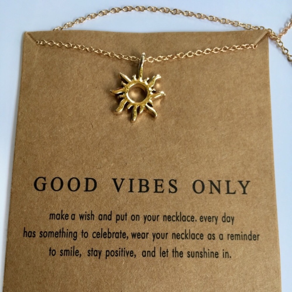 Good Vibes Only Sun Gold Toned Necklace - Picture 8 of 8